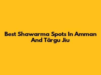 Best Shawarma Spots In Amman And Târgu Jiu