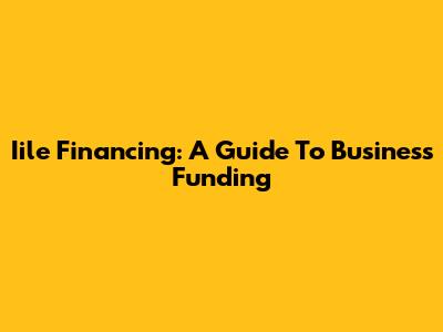 Iile Financing: A Guide To Business Funding