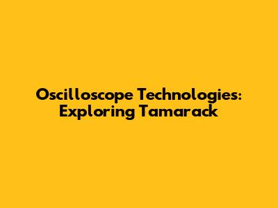 Oscilloscope Technologies: Exploring Tamarack