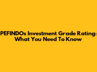 PEFINDO's Investment Grade Rating: What You Need To Know