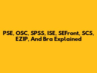 PSE, OSC, SPSS, ISE, SEFront, SCS, EZIP, And Bra Explained