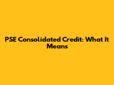 PSE Consolidated Credit: What It Means