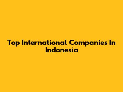 Top International Companies In Indonesia